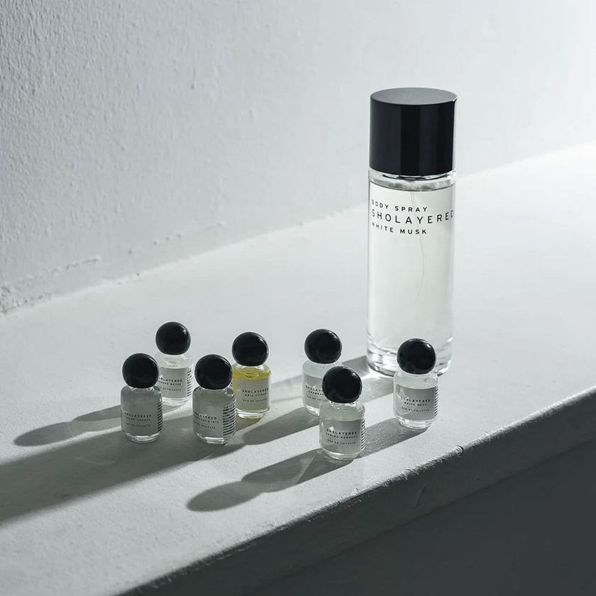Sholayered body spray disponibles en différents formats.